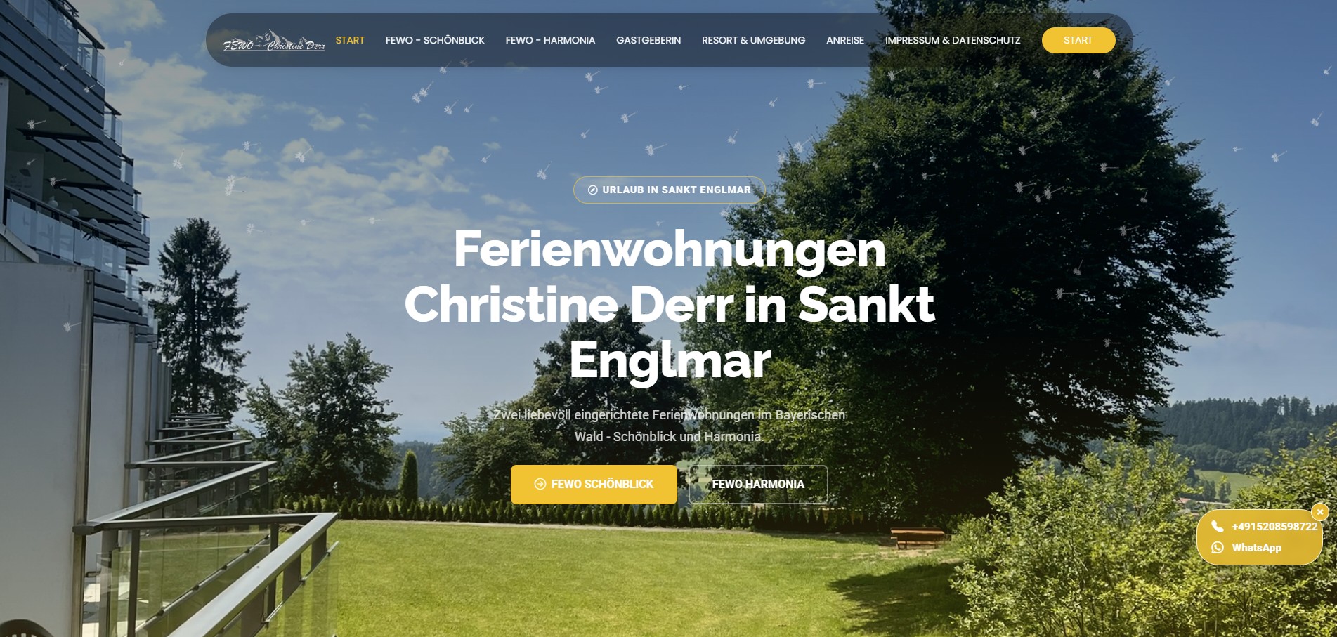 Webseite Ferienwohnungen Christine Derr